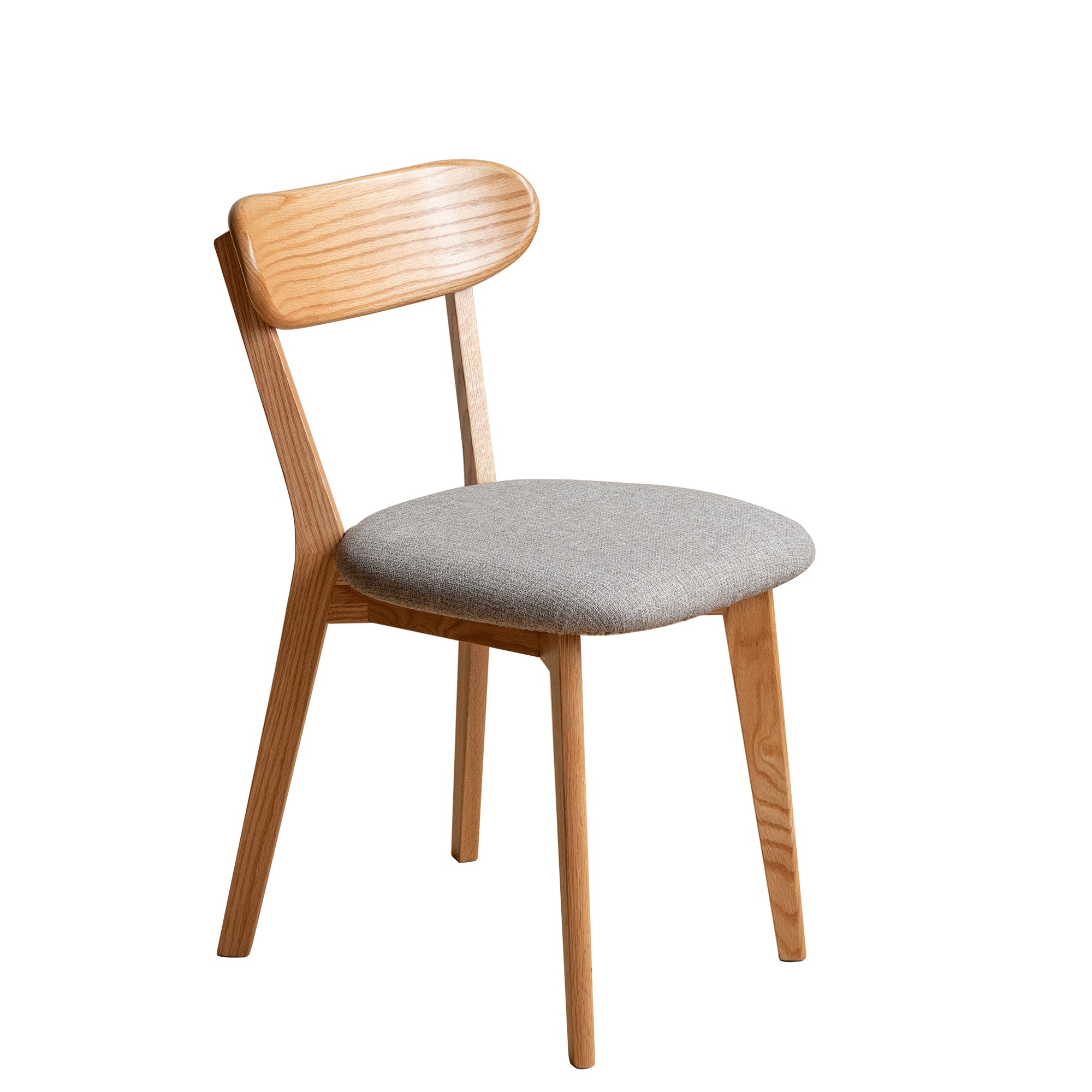 Solid Oak Dining Chair, Natural with Grey Upholstered Seat