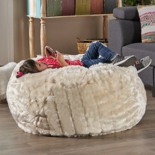 White Faux Fur Bean Bag Chair