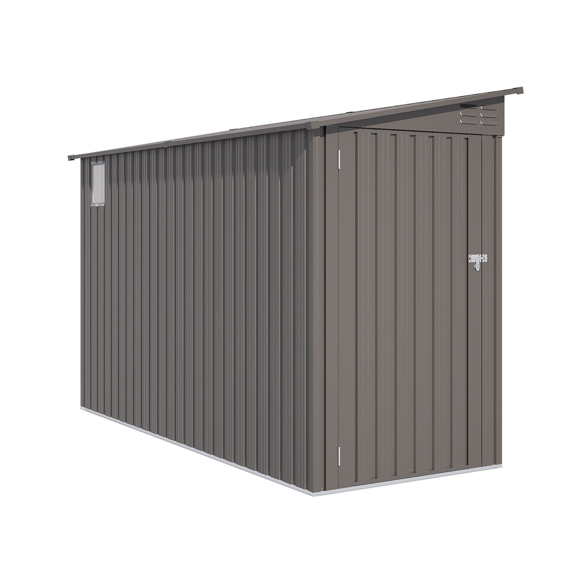 4x9 ft Gray Metal Lean-To Storage Shed with Windows
