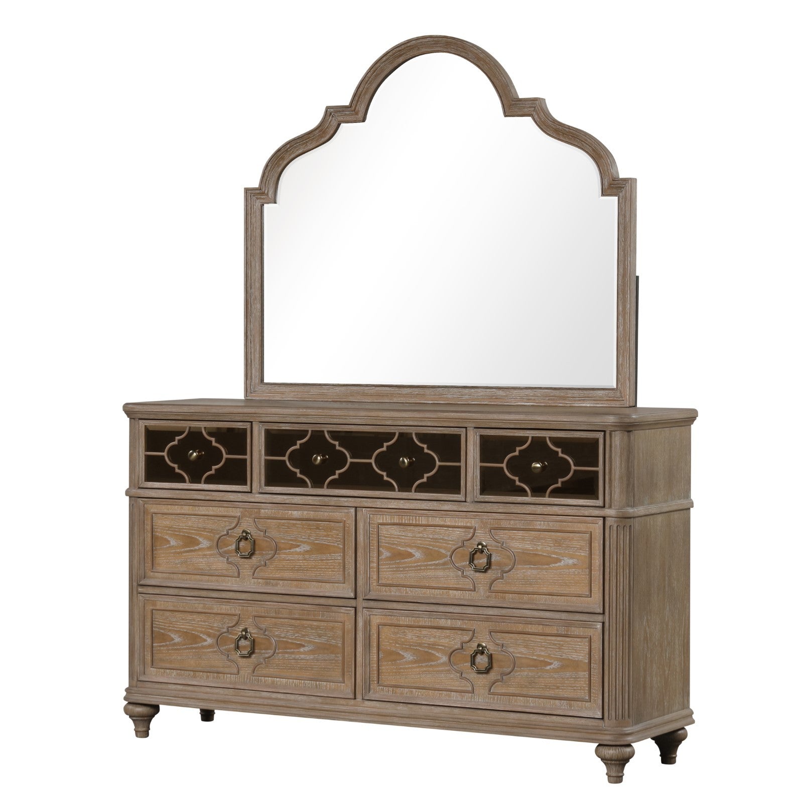 7-Drawer Dresser, 64 in Wide in Rustic Oak Finish