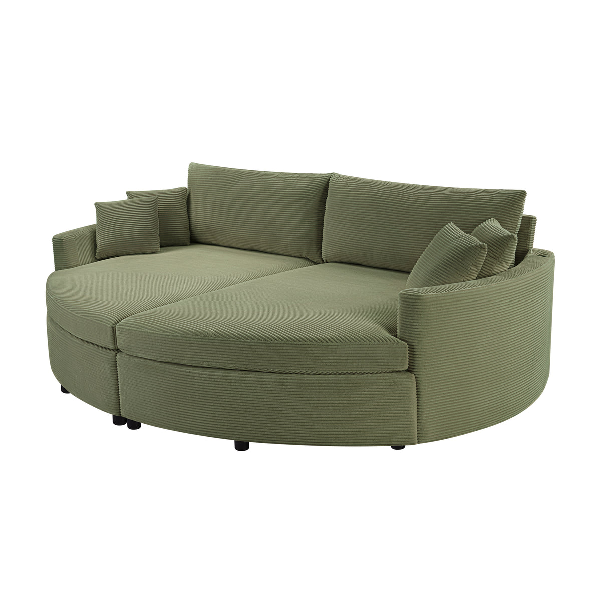 Green Corduroy 2-Seat Couch, USB Charging, 102.3 in Wide