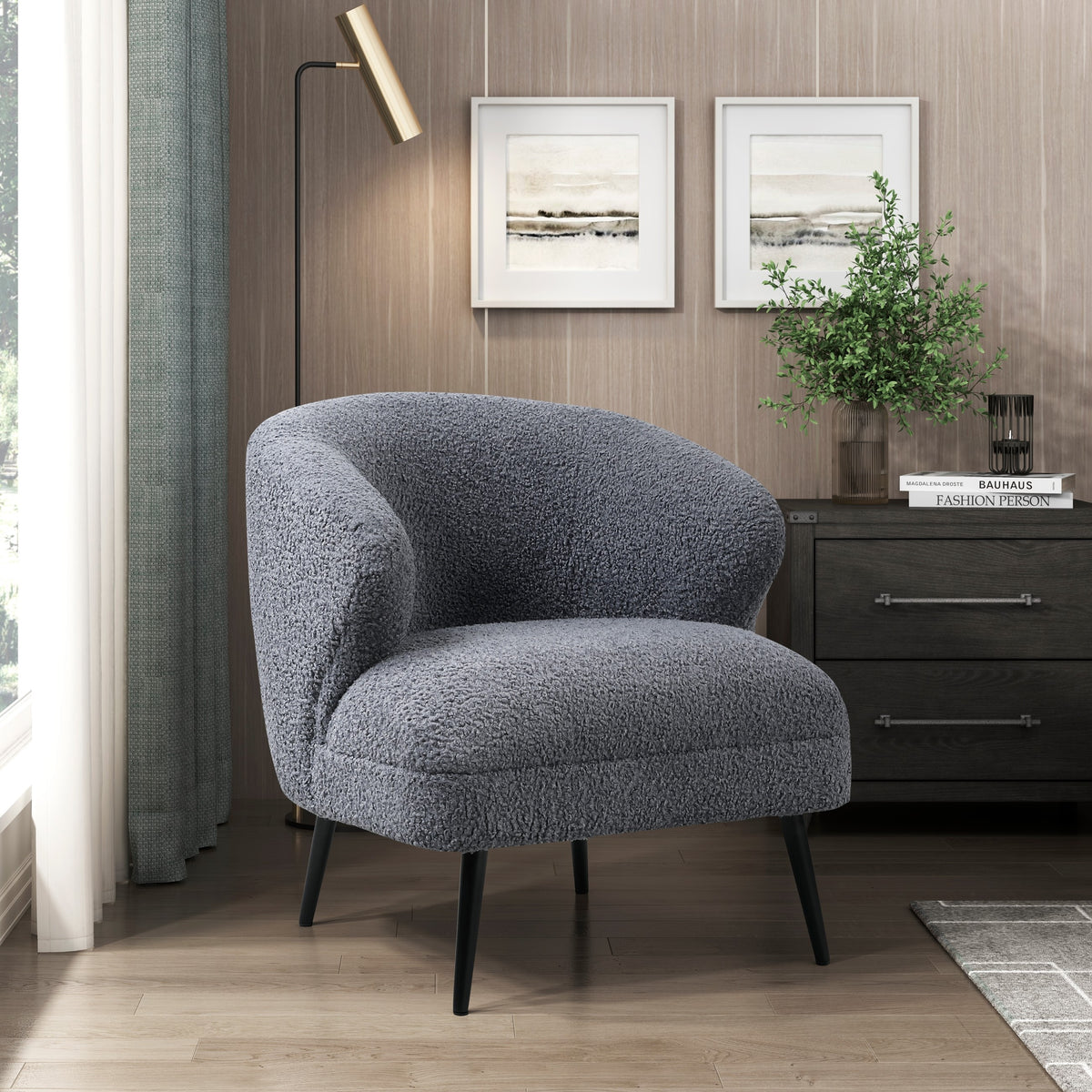 Dark Gray Boucle Accent Chair