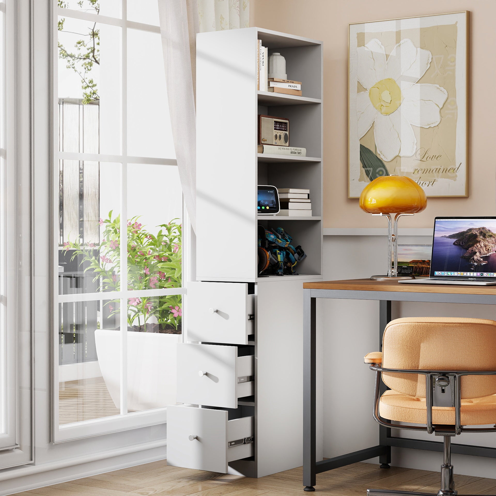 Modern Bookcase, 19.7 in, White
