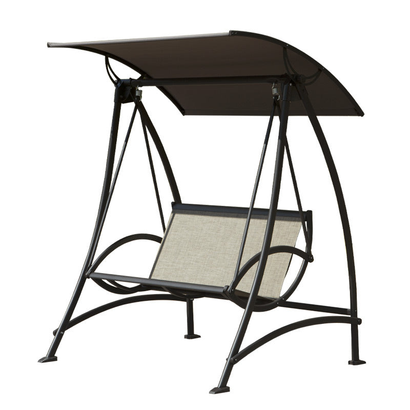 Dark Brown Metal Porch Swing with Canopy, 54 in Wide