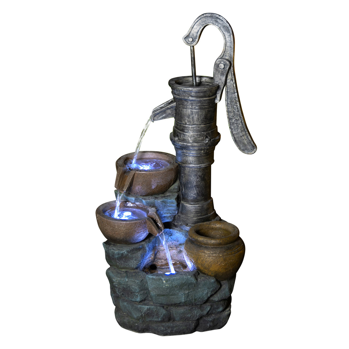 Gray Resin Outdoor Water Fountain, 32.3 in Tall