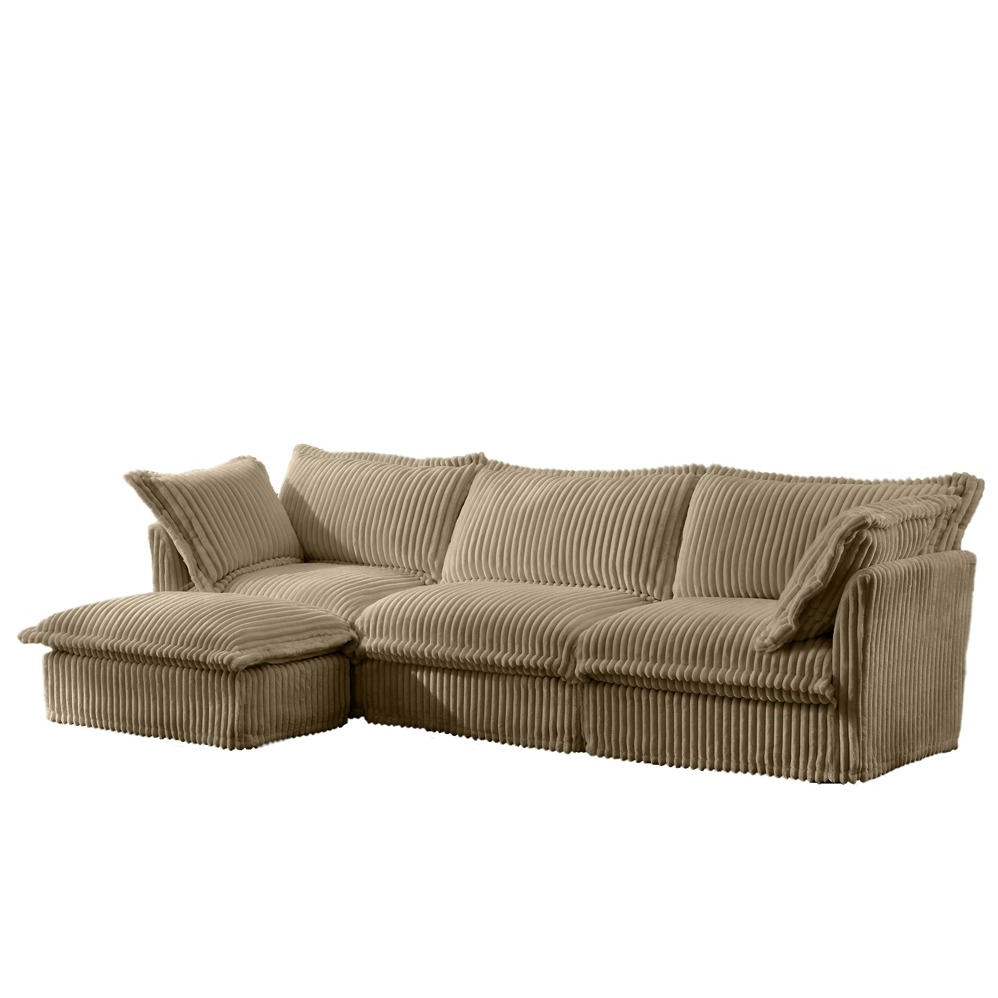 Fluffy 3-Seat Modular Sofa in Corduroy Camel #OttOnly_1 #Fabric_Corduroy Camel