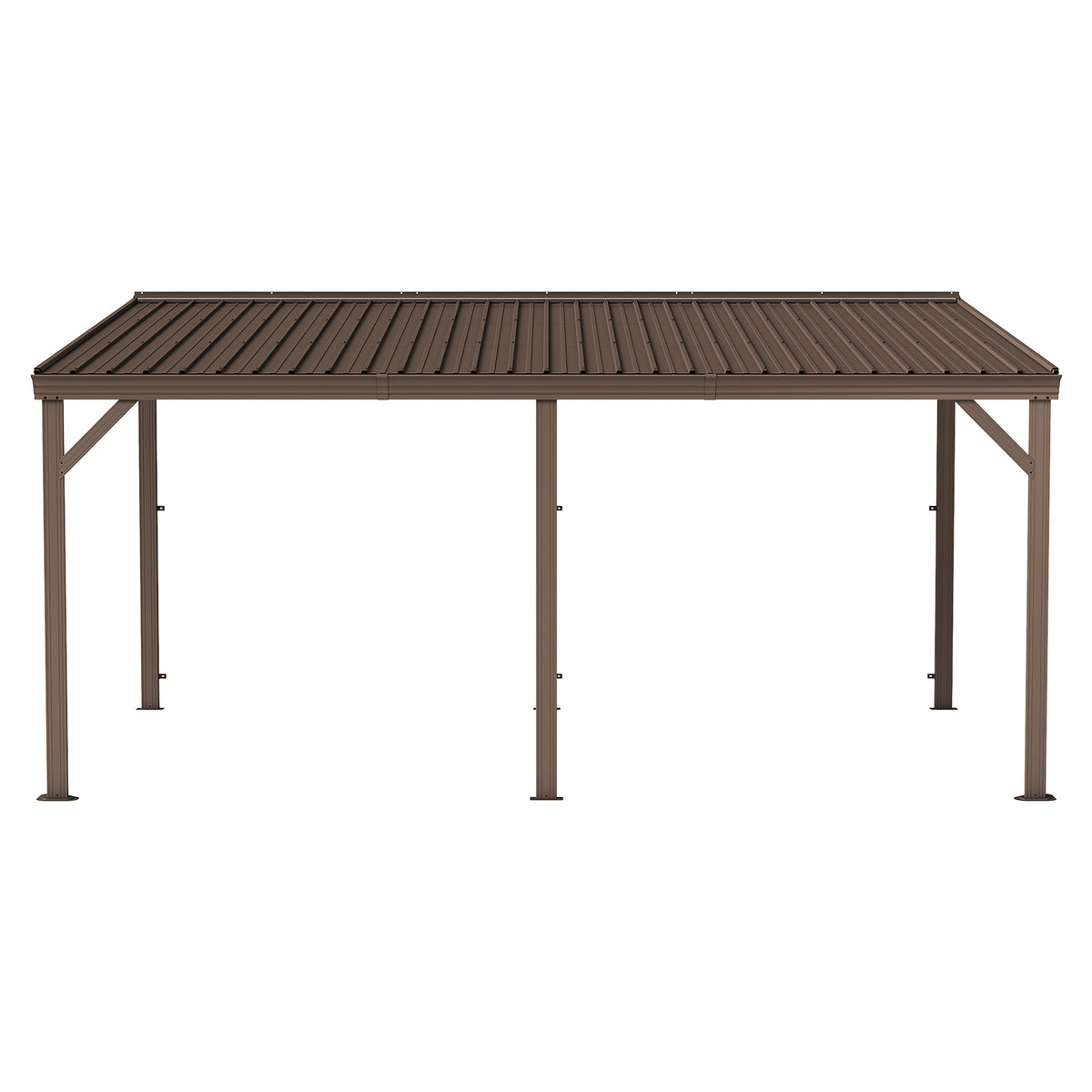 10x16 ft Brown Metal Lean-To Hardtop Gazebo