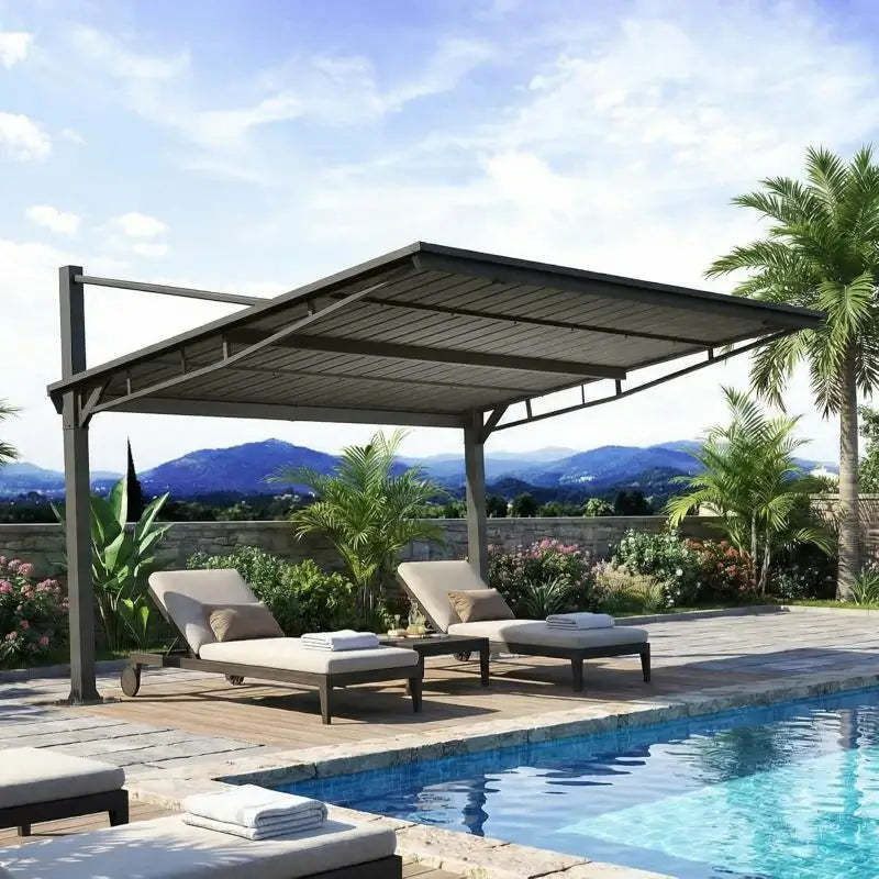 10x12 ft Gray Metal Hardtop Gazebo