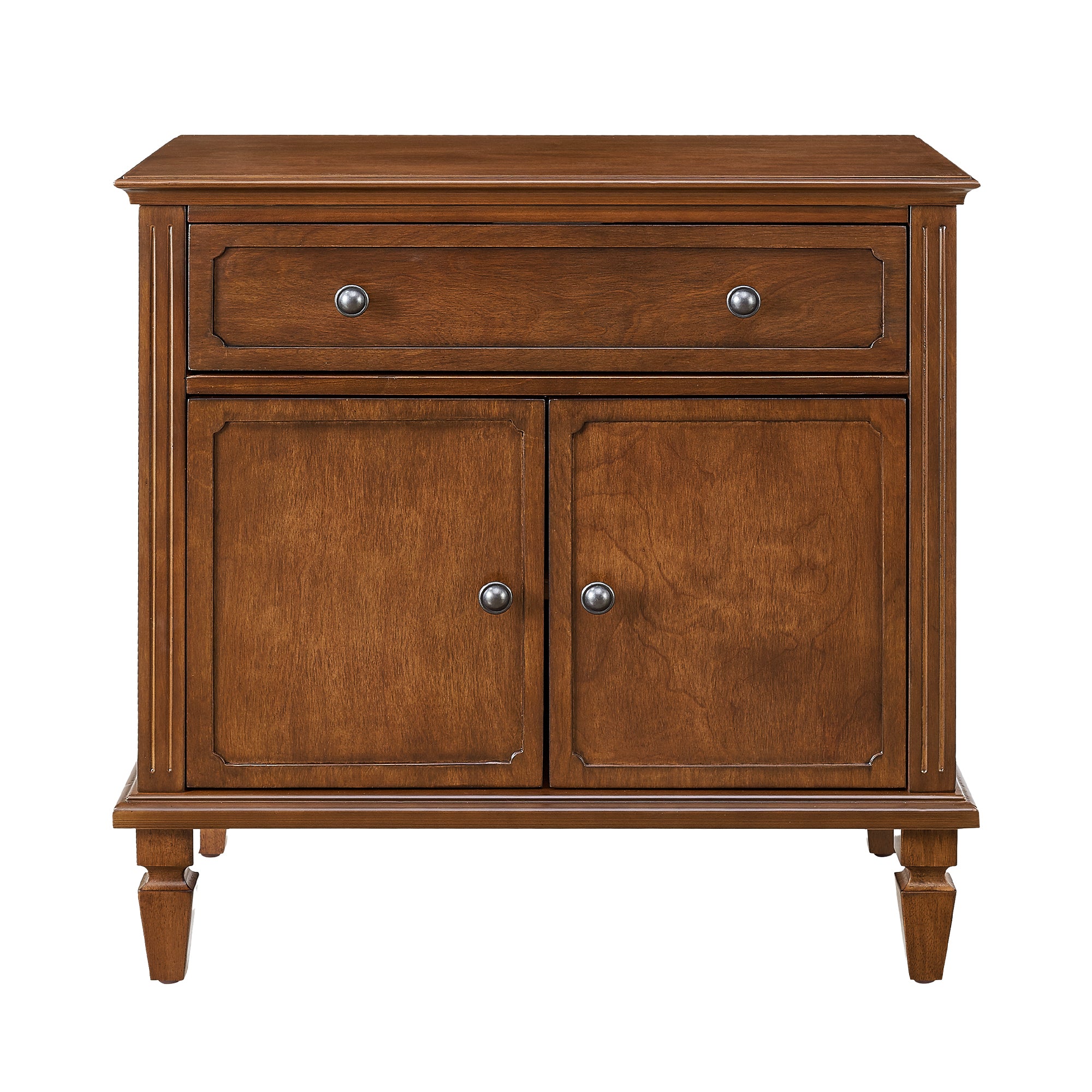 Walnut Farmhouse Nightstand with Tapered Legs
