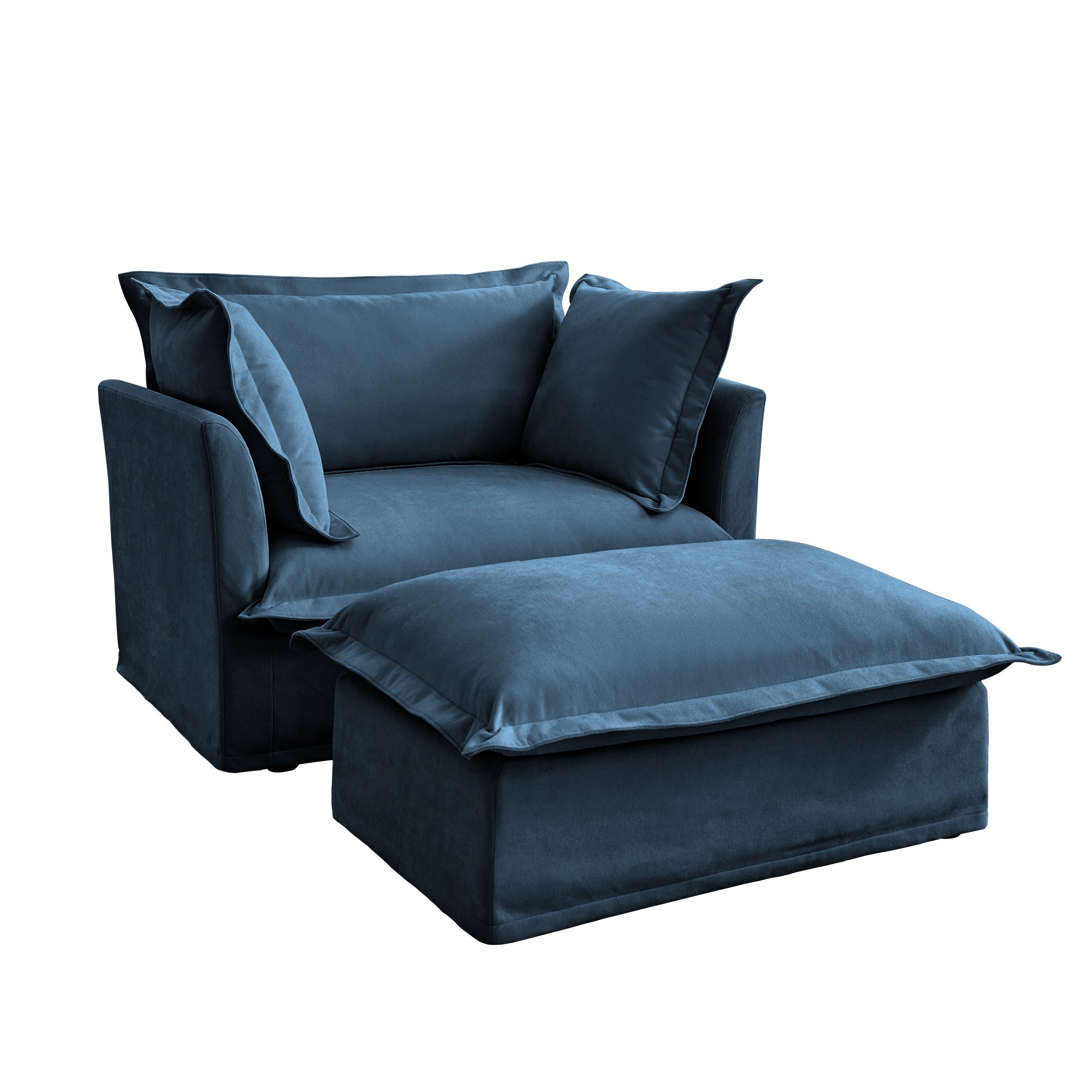 Fluffy Lounge Chair in Chenille Navy #Fabric_Chenille Navy