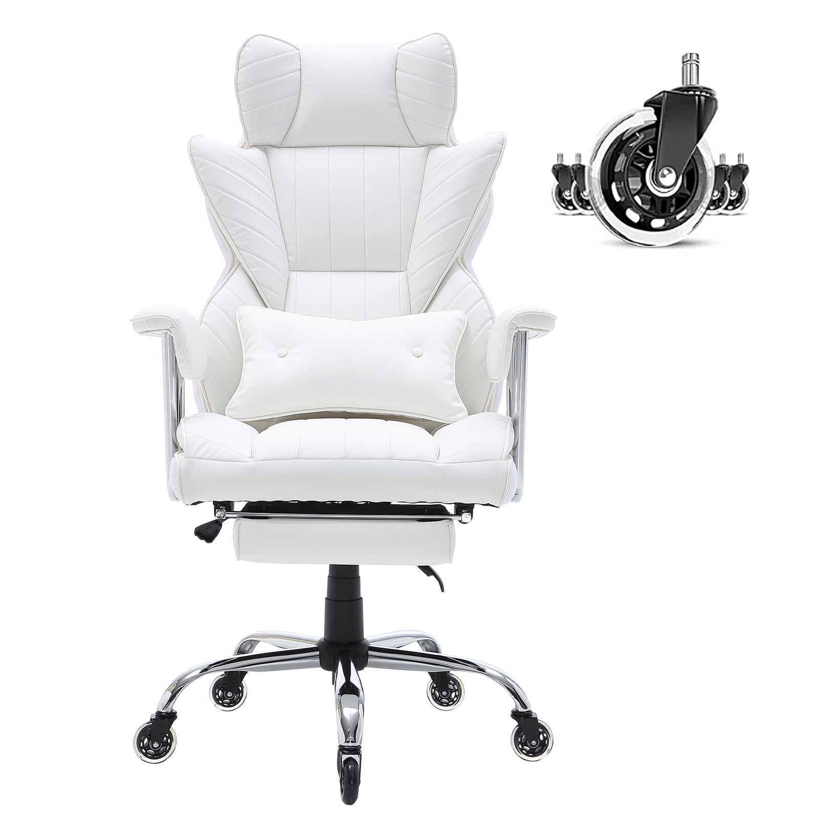 Big and Tall Lumbar Support Office Chair, 350 lb Capacity, White