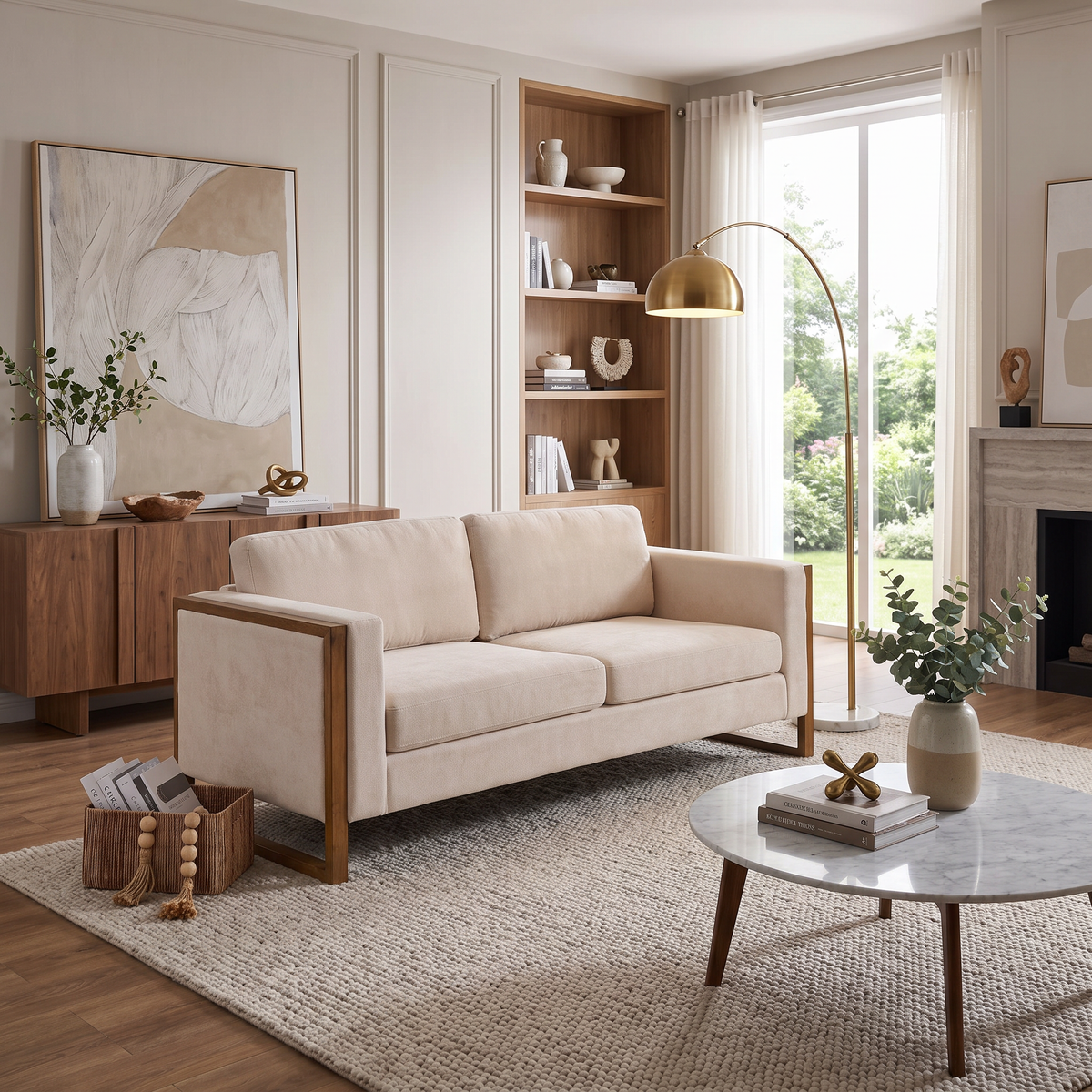 Taupe 3-Seat Couch, 79 in Wide