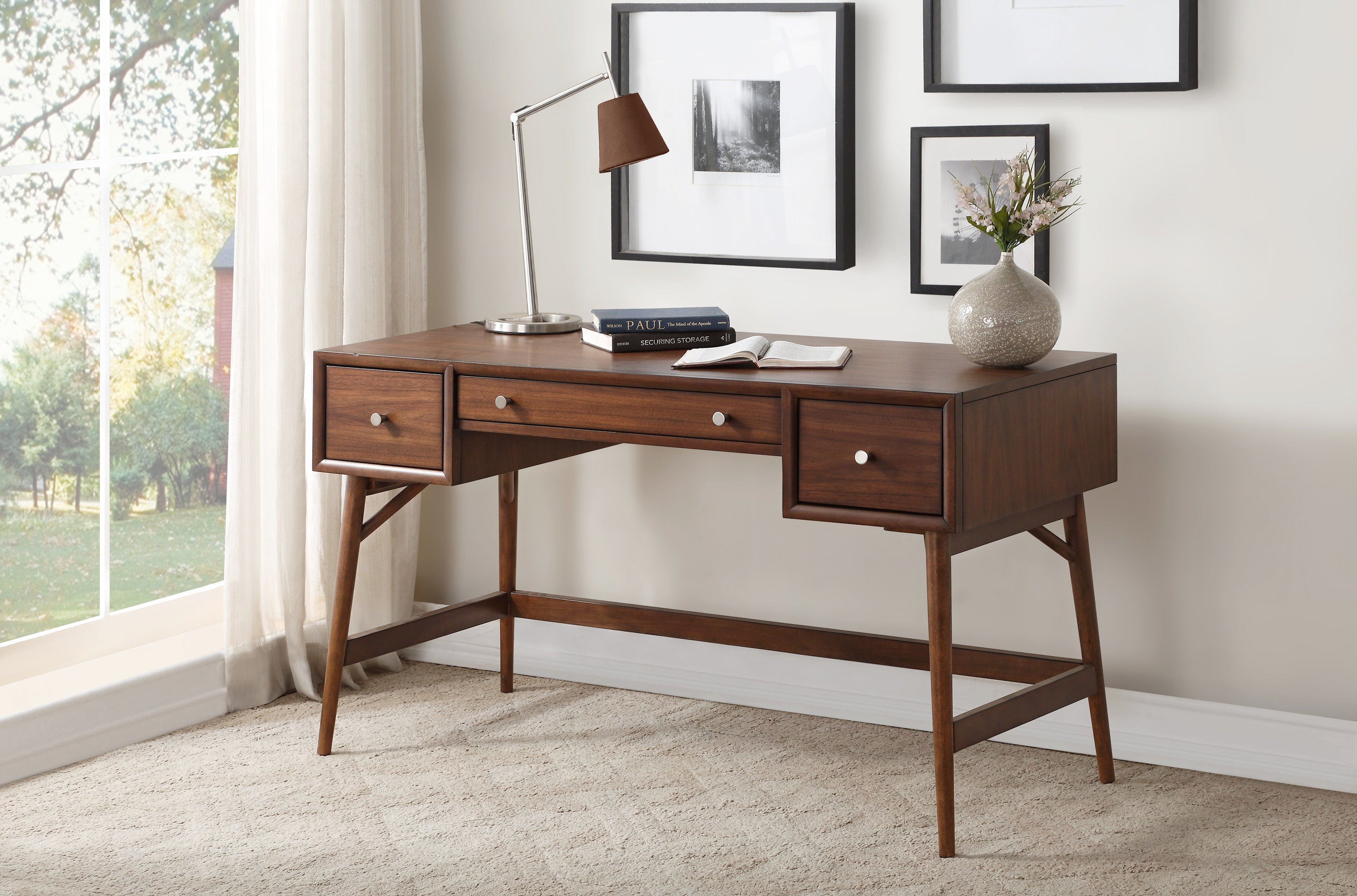 Writing Desk, 51.3 in, Walnut