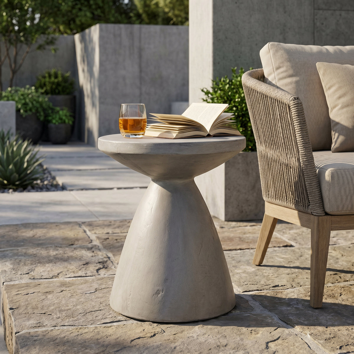 Light Gray Outdoor Side Table, 20.3 in Tall