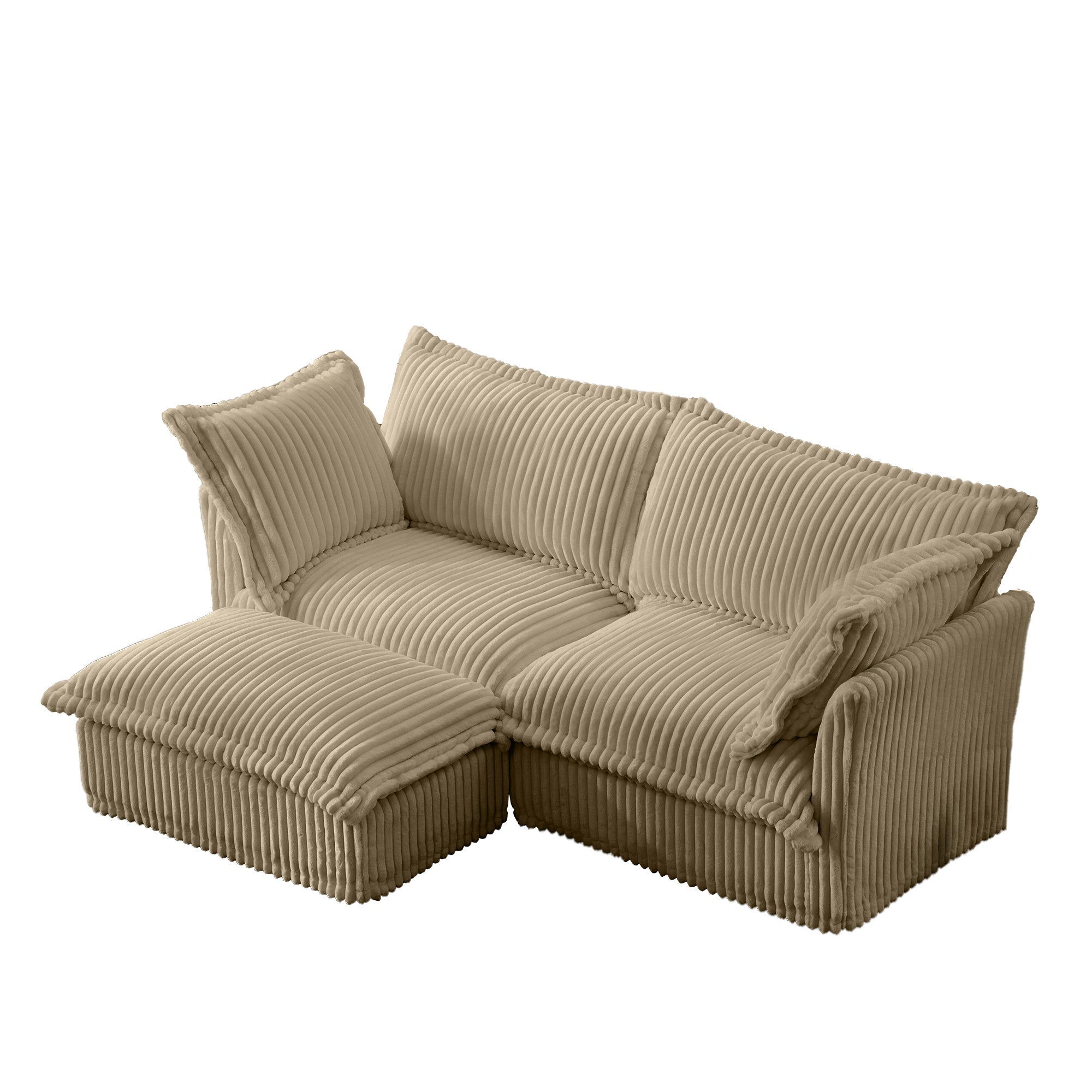 Fluffy 2-Seat Modular Sofa in Corduroy Camel #OttOnly_1 #Fabric_Corduroy Camel