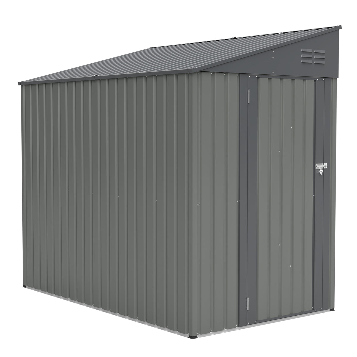 Gray Metal Lean-To Storage Shed, 4.3x7.1 ft
