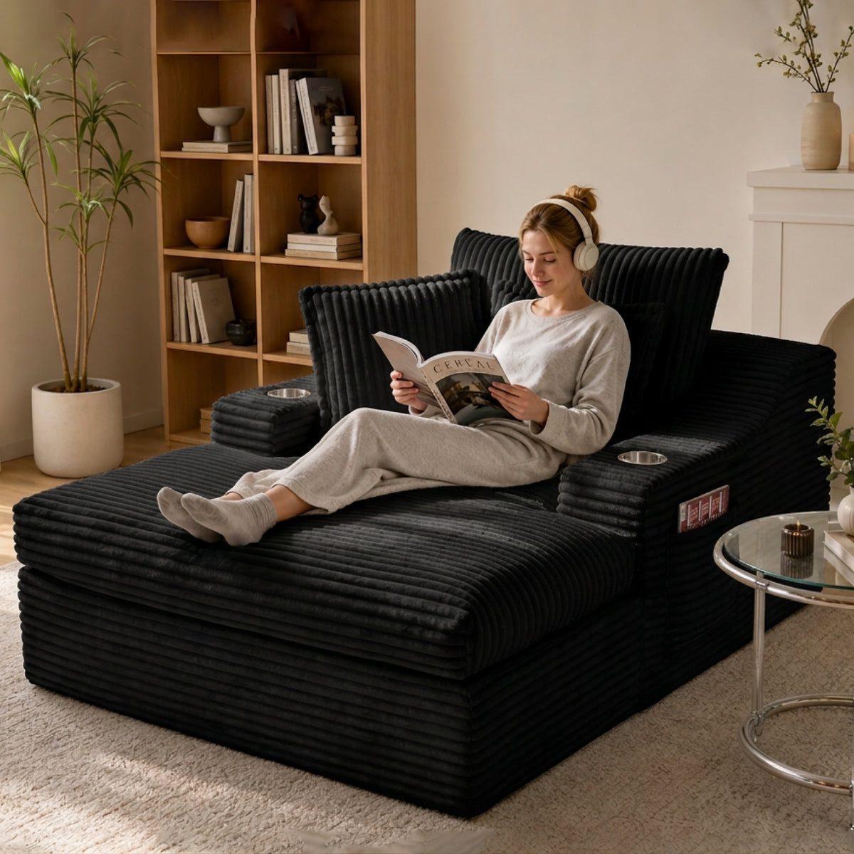 Black Chaise Lounge Chair
