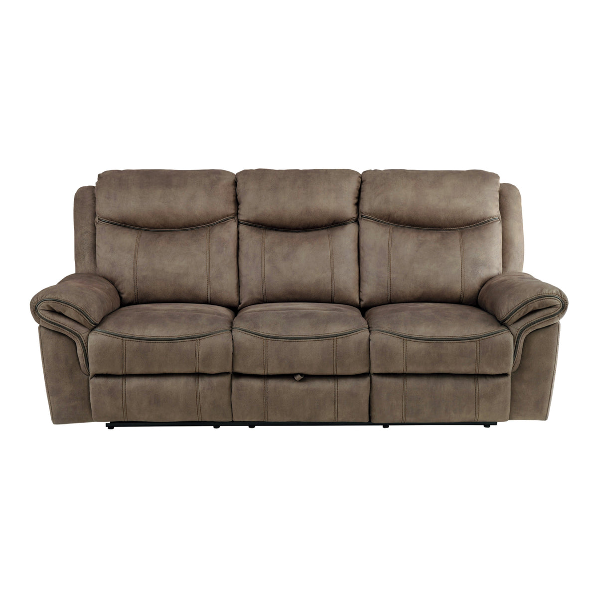 Brown Microfiber Reclining Sofa, USB Charging, 88.5 in Wide