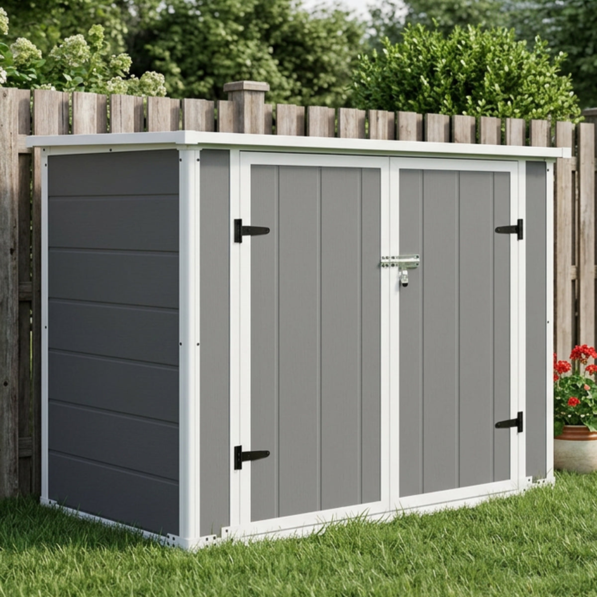 Gray Resin Outdoor Storage Cabinet Lockable