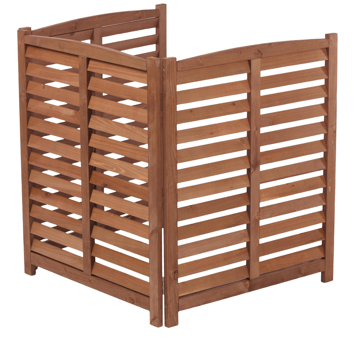 Brown Solid Wood 3-Panel Garden Fence