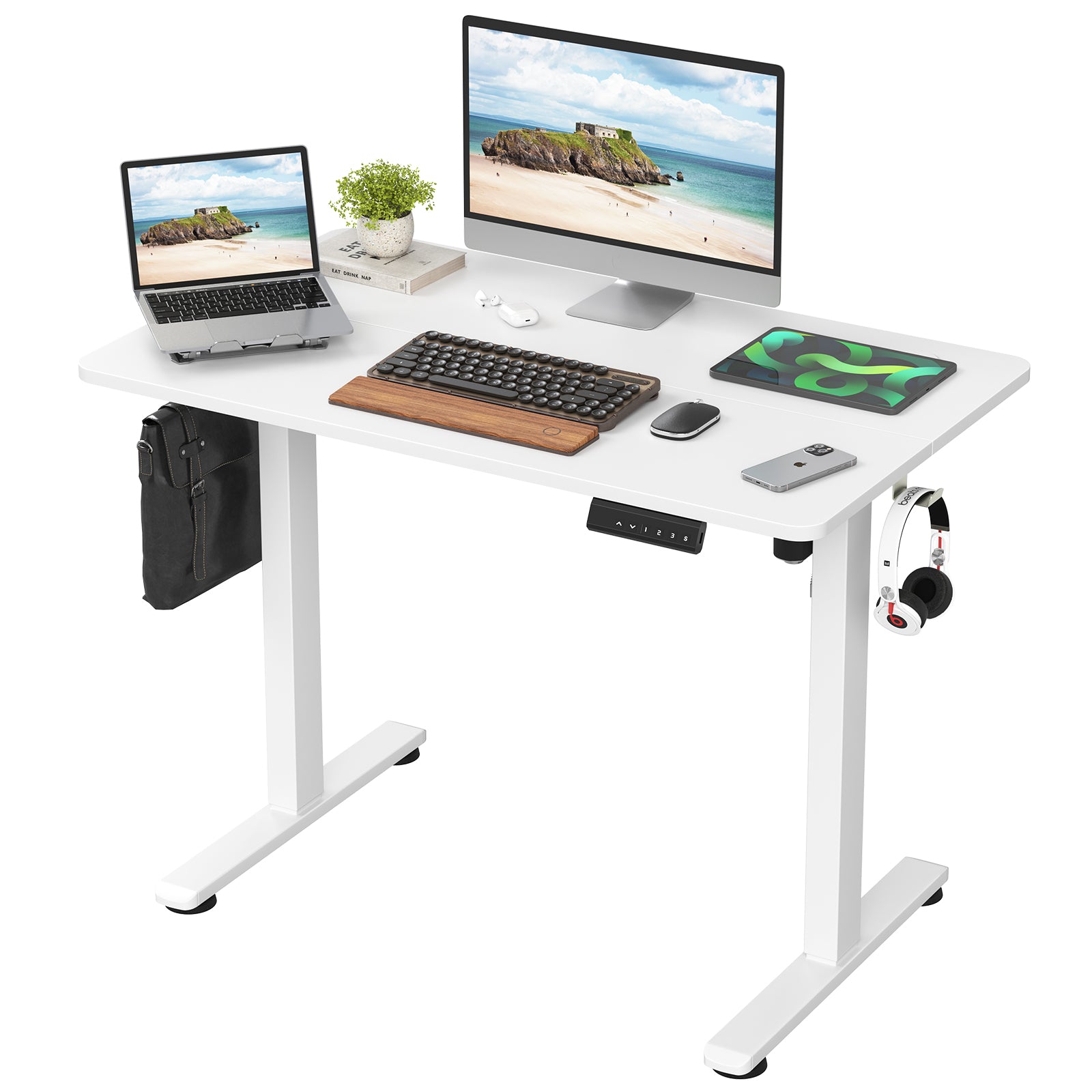 Height Adjustable Standing Desk, 40.6 in, White