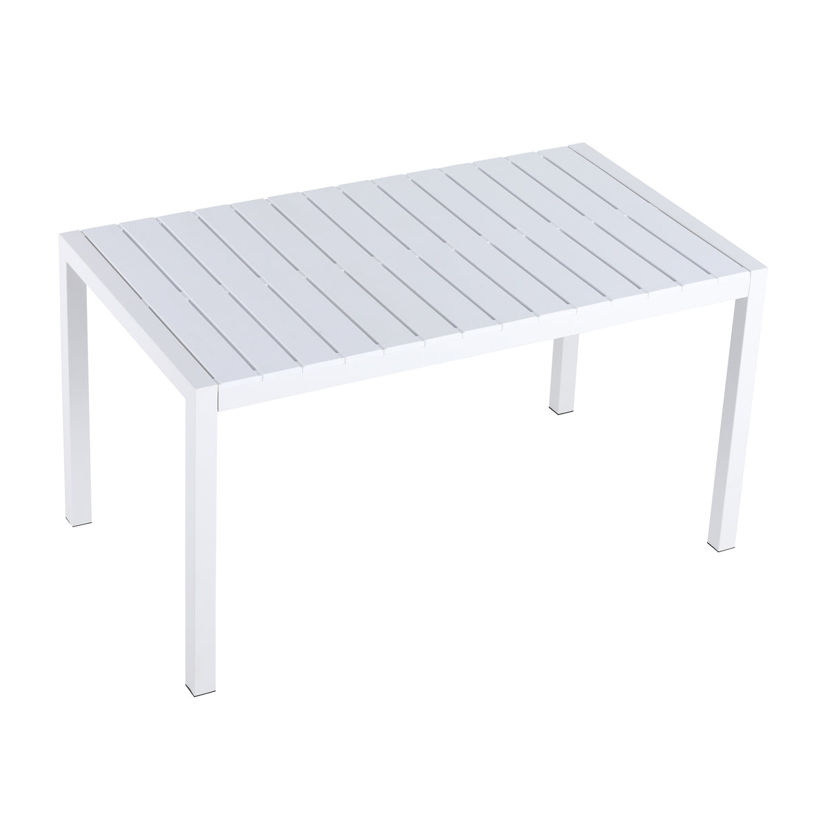 White Rectangular Outdoor Dining Table