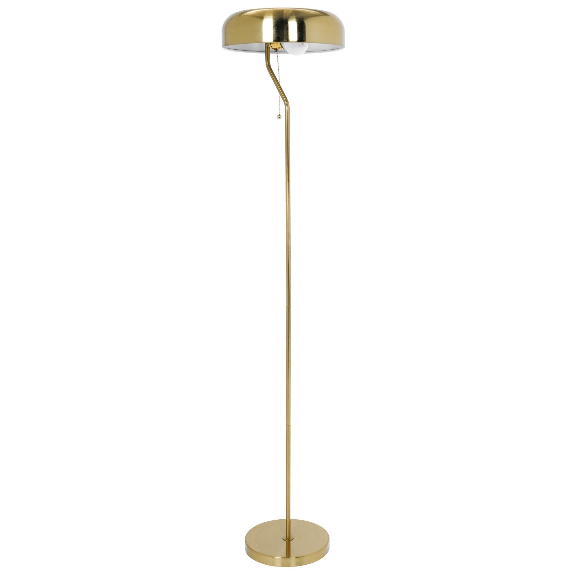 Floor Lamp, Tall Corner Metal Design, Gold and White