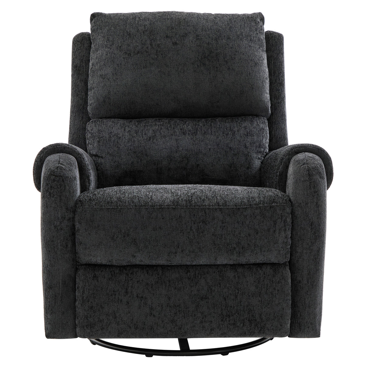 Black Chenille Swivel Rocker Recliner, Massage