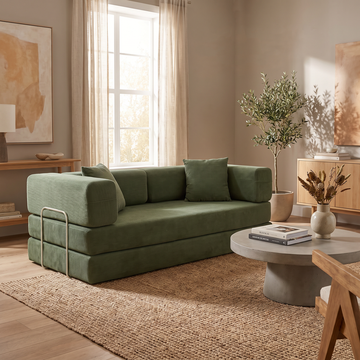 Green Sleeper Sofa, No Assembly, 78.7 in Wide