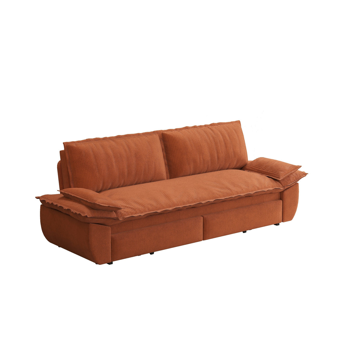 Orange Corduroy 2-Seat Queen Sleeper Sofa, 73.2 in Wide