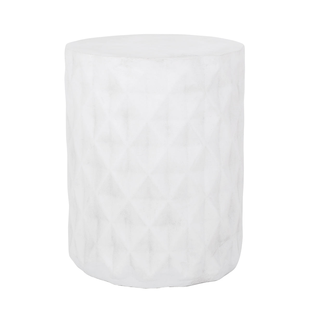 White Outdoor Side Table, 19 in Tall