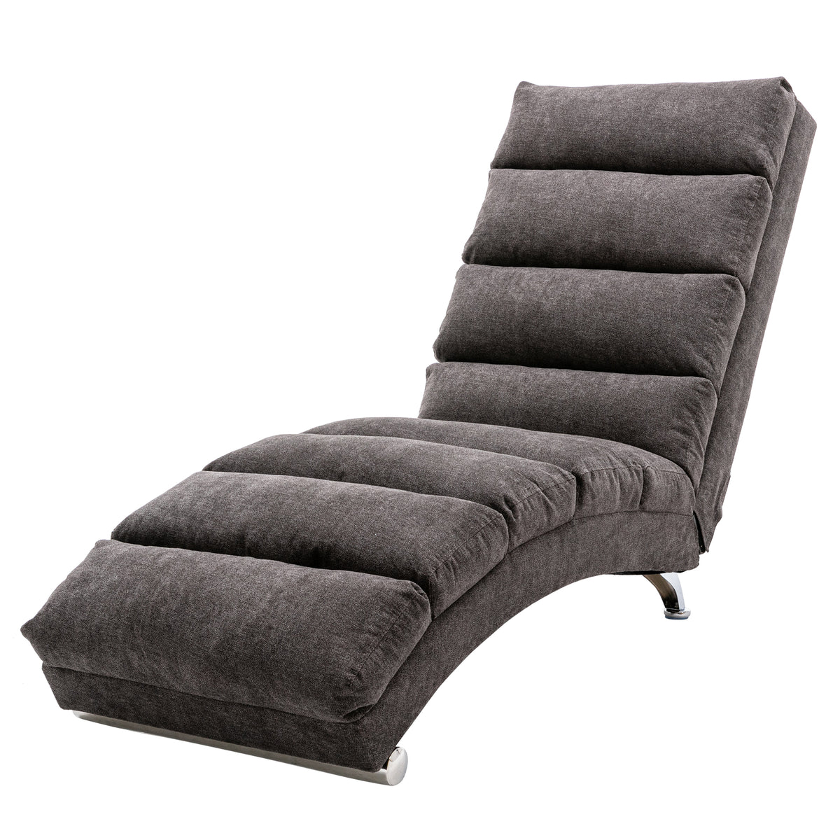 Dark Gray Linen Chaise Lounge Chair