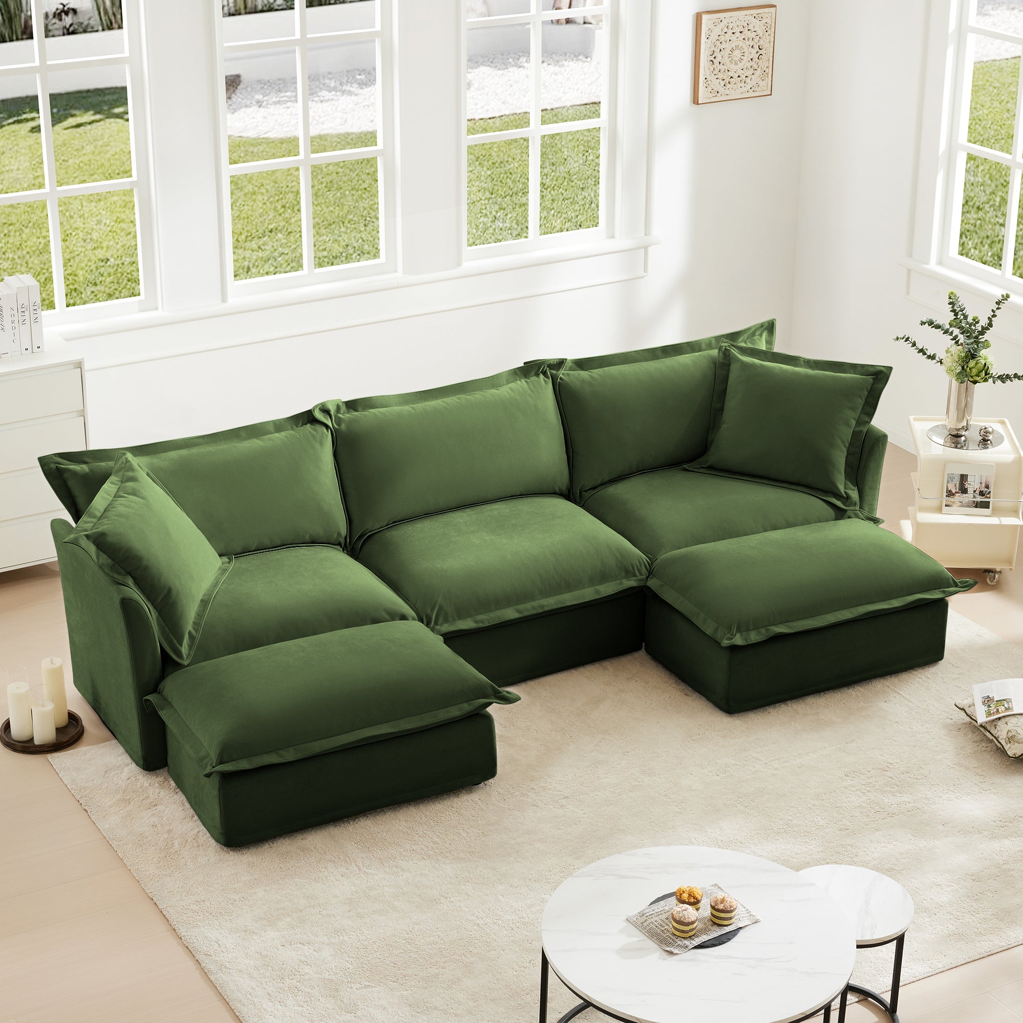 Fluffy 3-Seat Modular Sofa in Chenille Olive #OttOnly_2 #Fabric_Chenille Olive