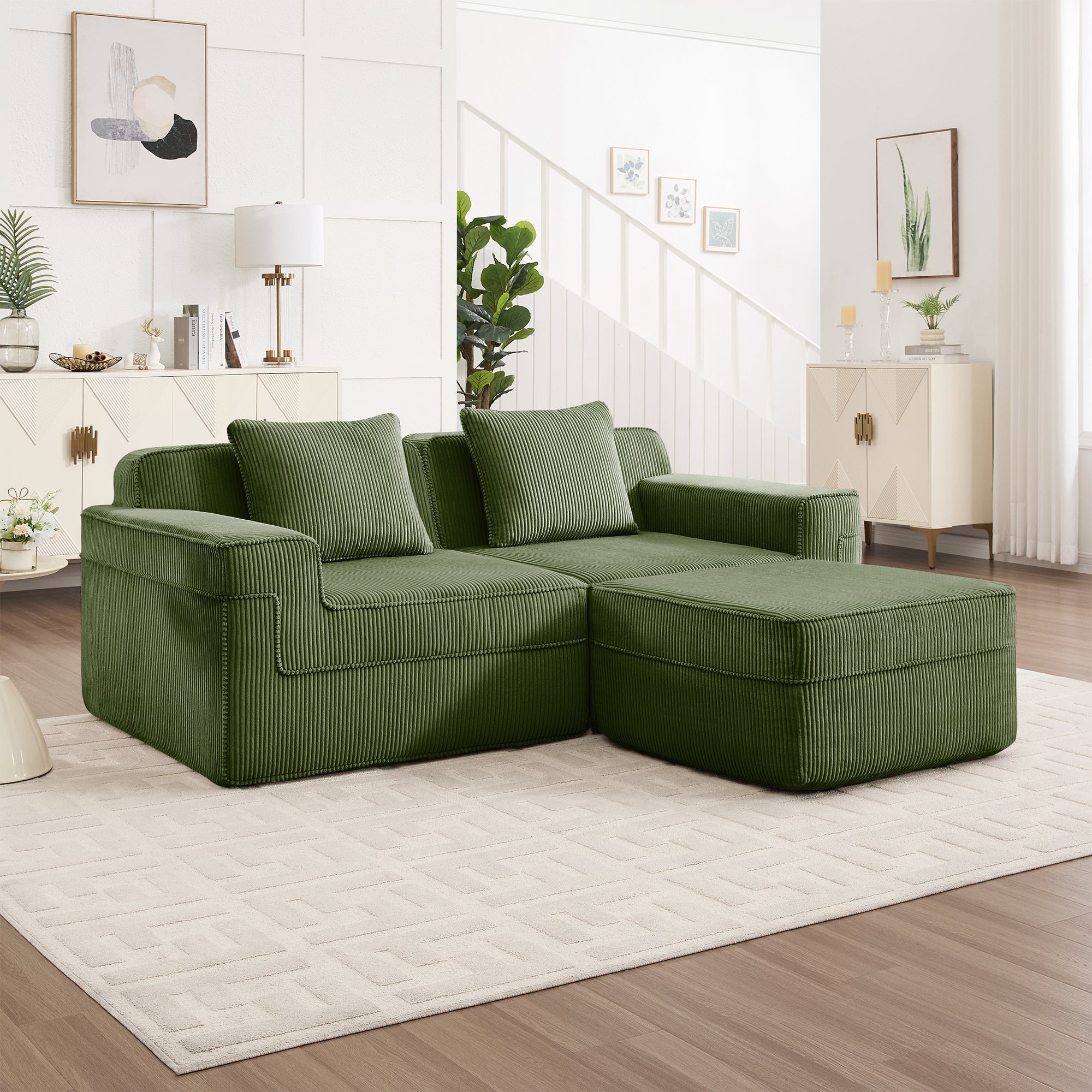 Hudson 2-Seat Boneless Couch in Olive #OttOnly_1 #Color_Olive