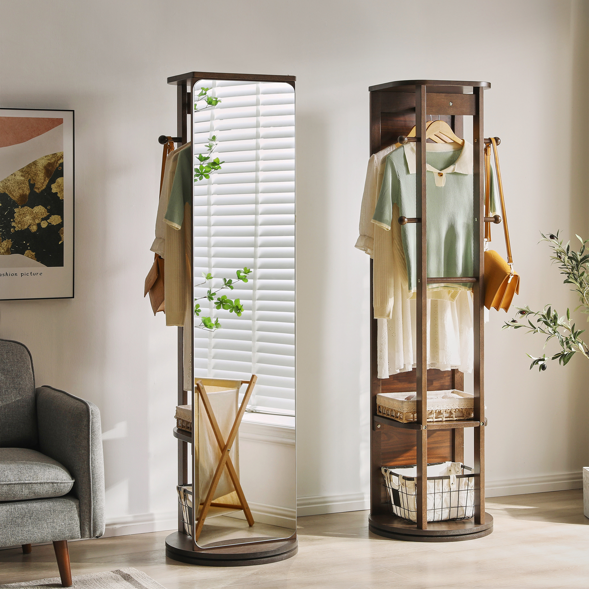 Walnut Storage Cabinet, 18.9 in Wide