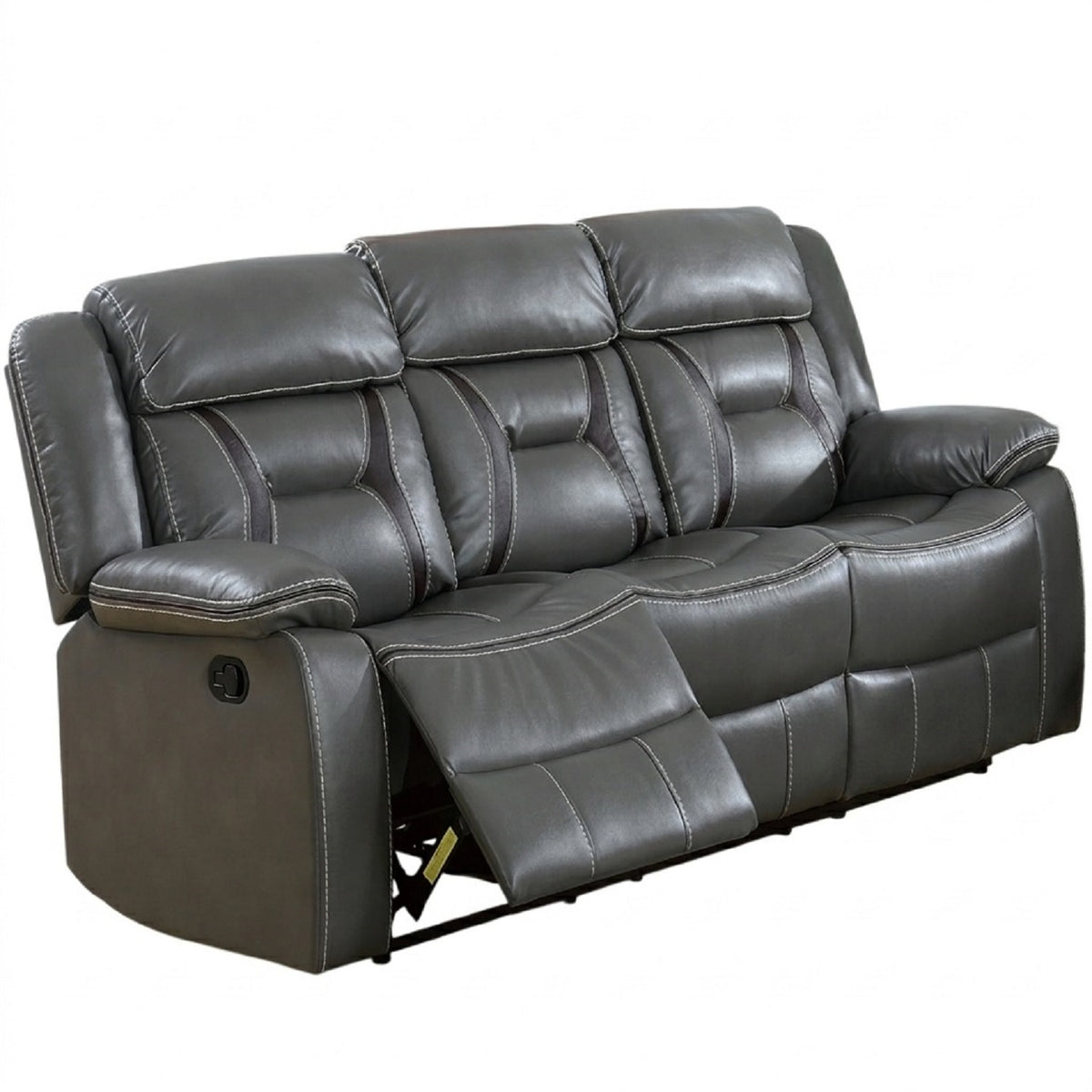 Gray Vegan Leather Power Reclining Sofa, 80 in Wide