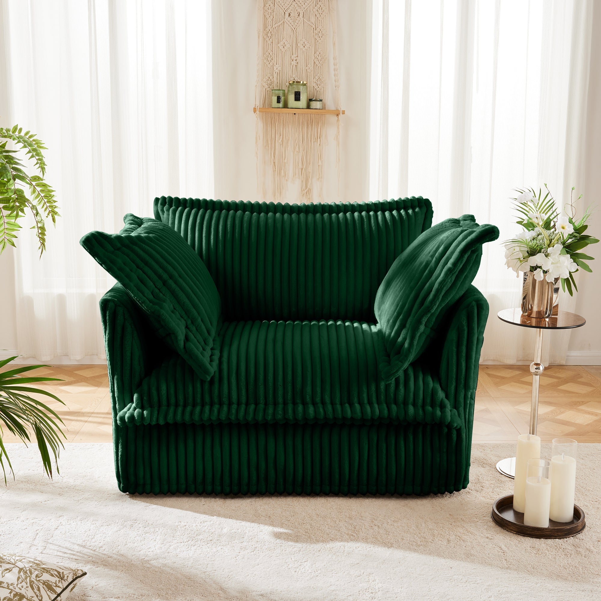 Fluffy Lounge Chair in Corduroy Emerald #Fabric_Corduroy Emerald