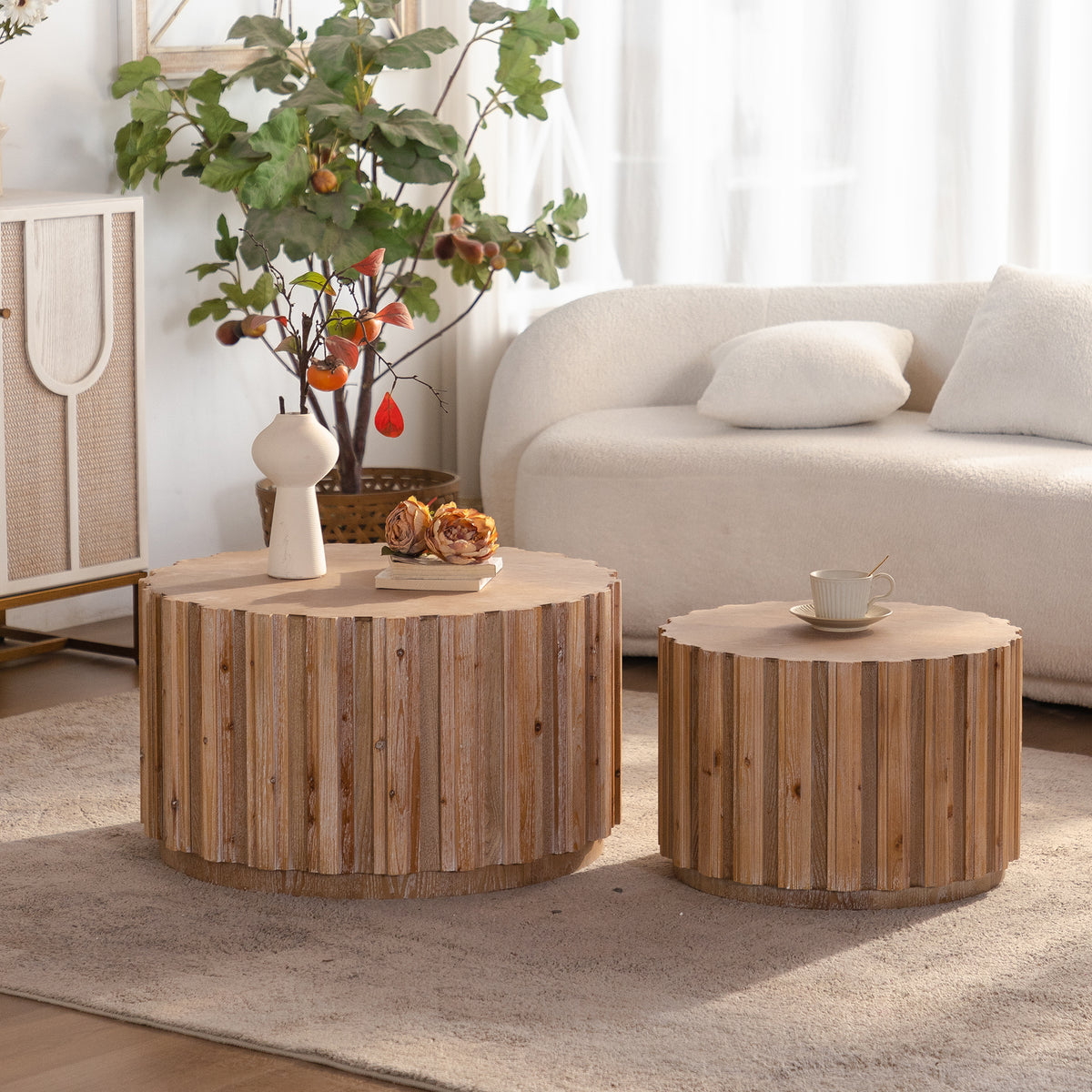 Natural Coffee Table, Set of 2