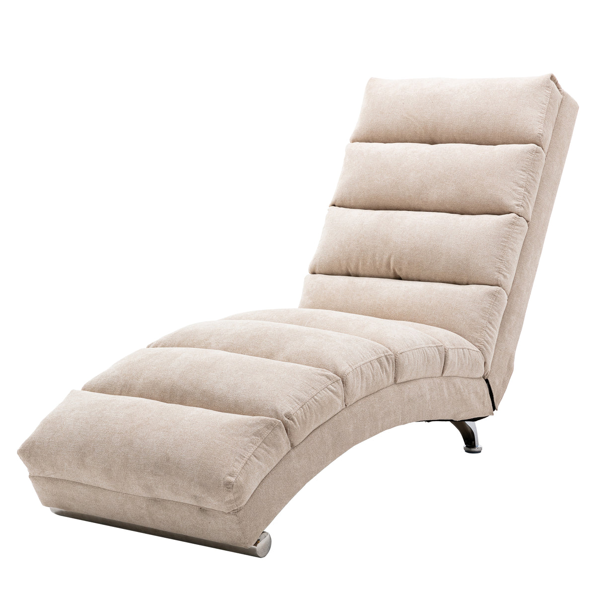 Beige Linen Chaise Lounge Chair