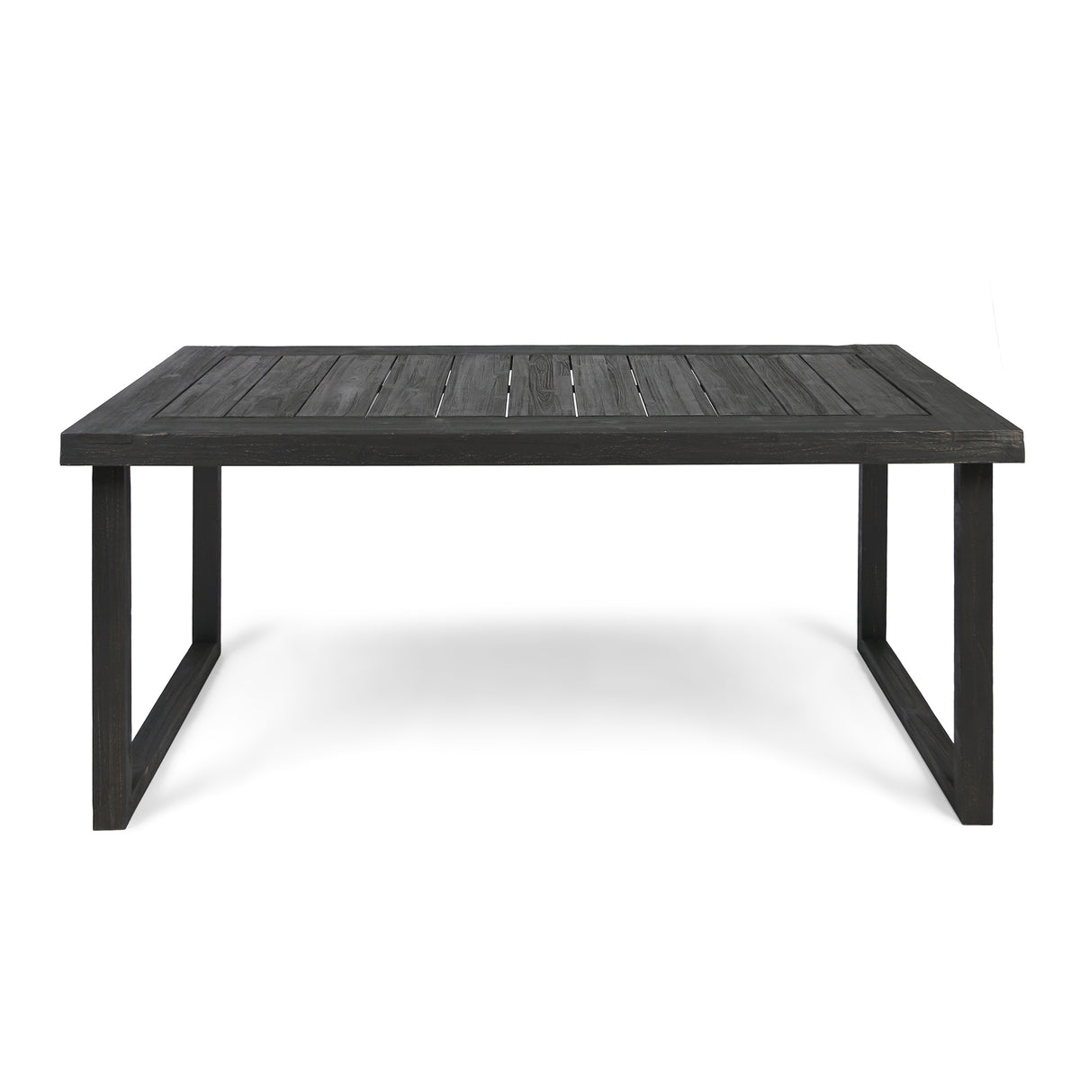 Dark Gray Solid Wood Outdoor Dining Table, 69 in Wide