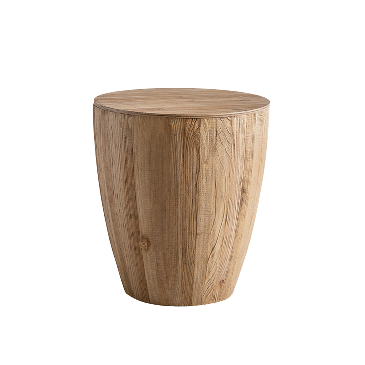 Natural Solid Wood Side Table with Storage, 21.1 in