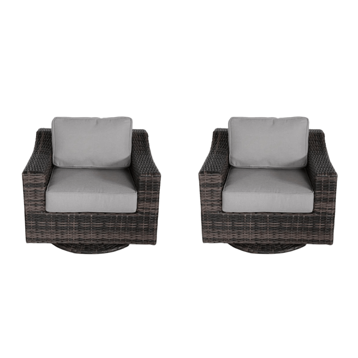 Brown Wicker Outdoor Swivel Chair with Cushions