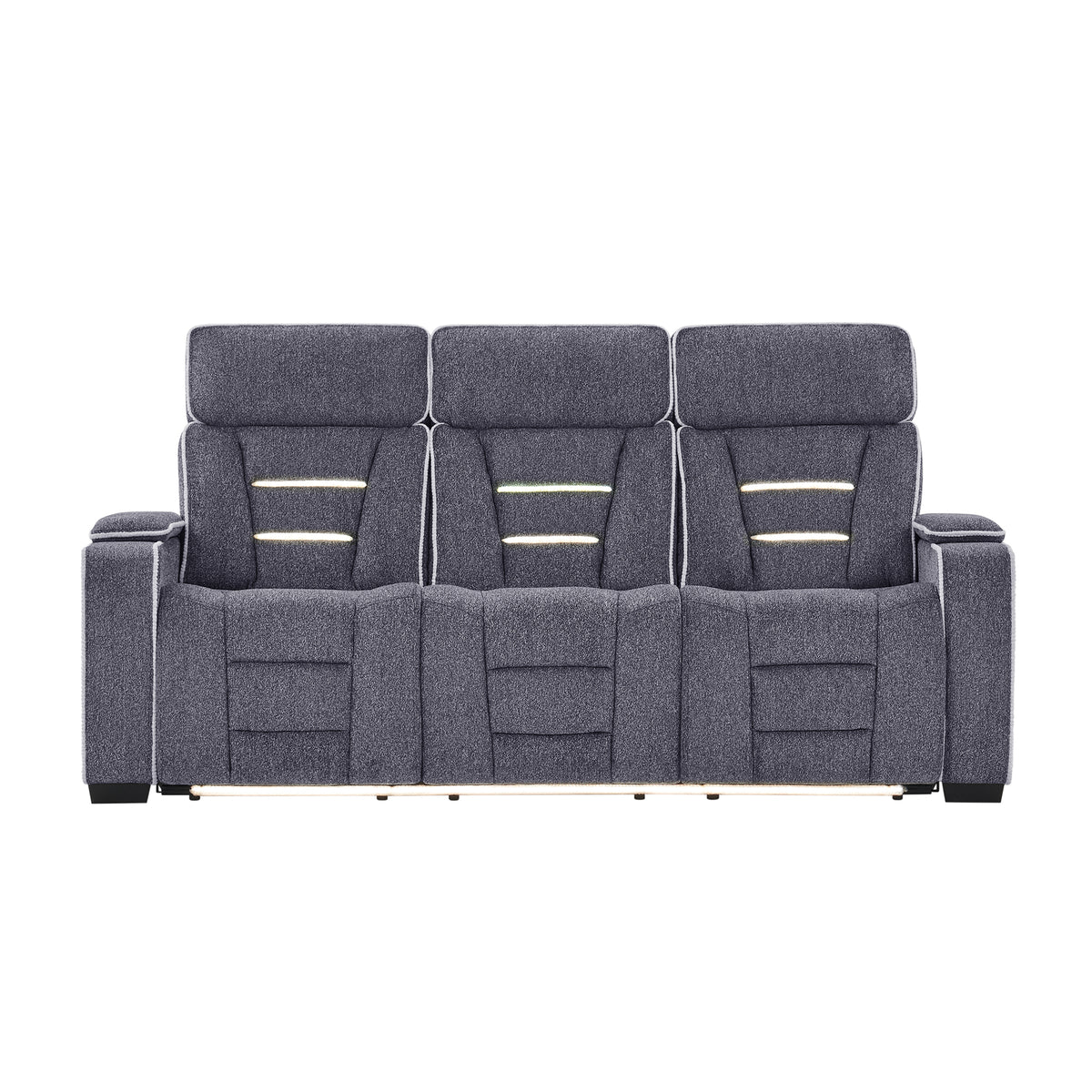 Gray Power Reclining Sofa with Storage, 85 in Wide