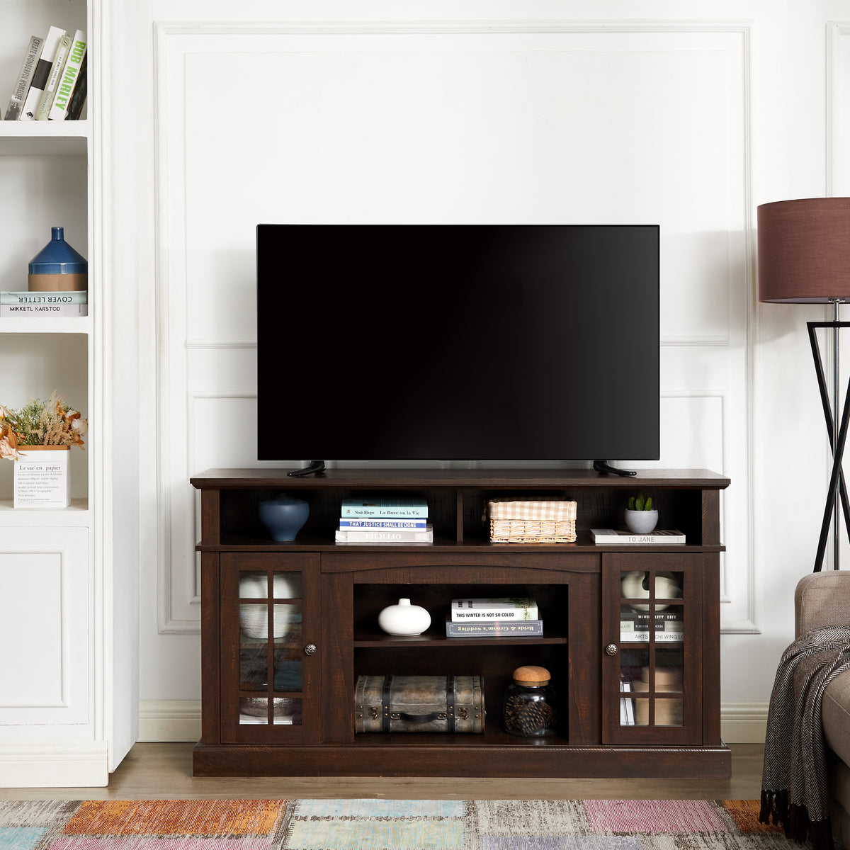 Espresso TV Stand for TVs up to 65 in, 58.3 in Wide