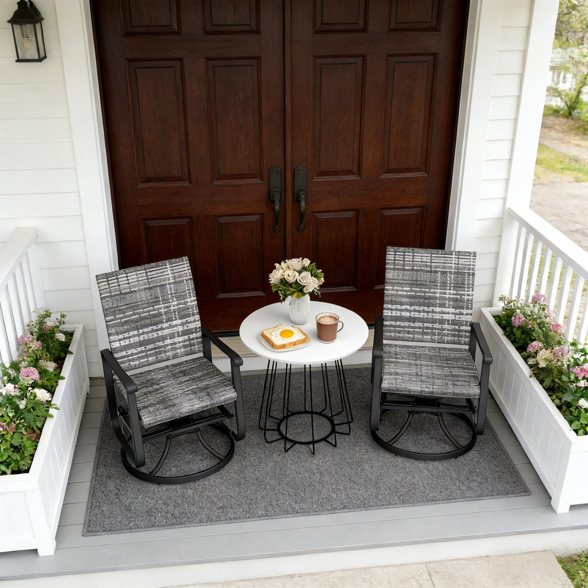 Gray Wicker Outdoor Glider Chair, Set of 2