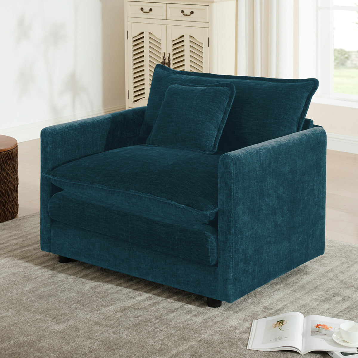 Blue Chenille Accent Chair