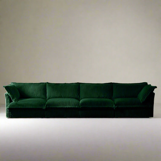 Fluffy Corduroy 4-Seat Couch – Emerald, Washable