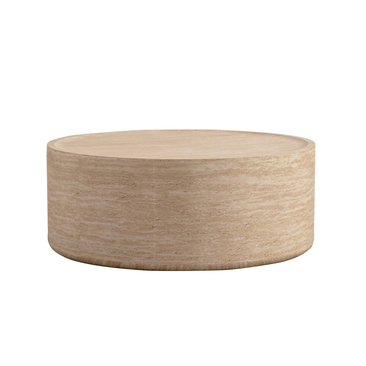 Beige Round Coffee Table, 31.5 in, 12.4 in Tall