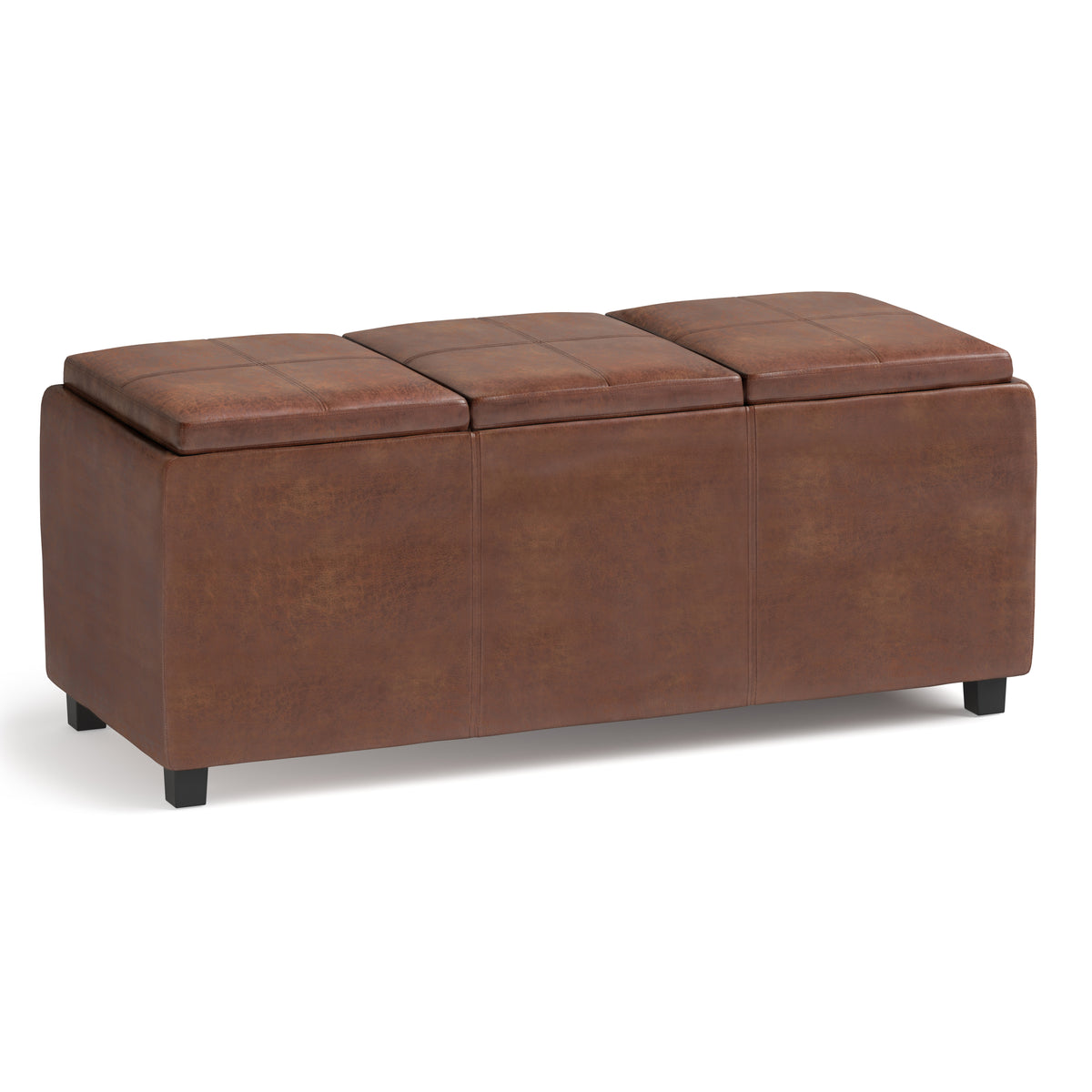 Dark Brown Vegan Leather Storage Ottoman, 41.7 in