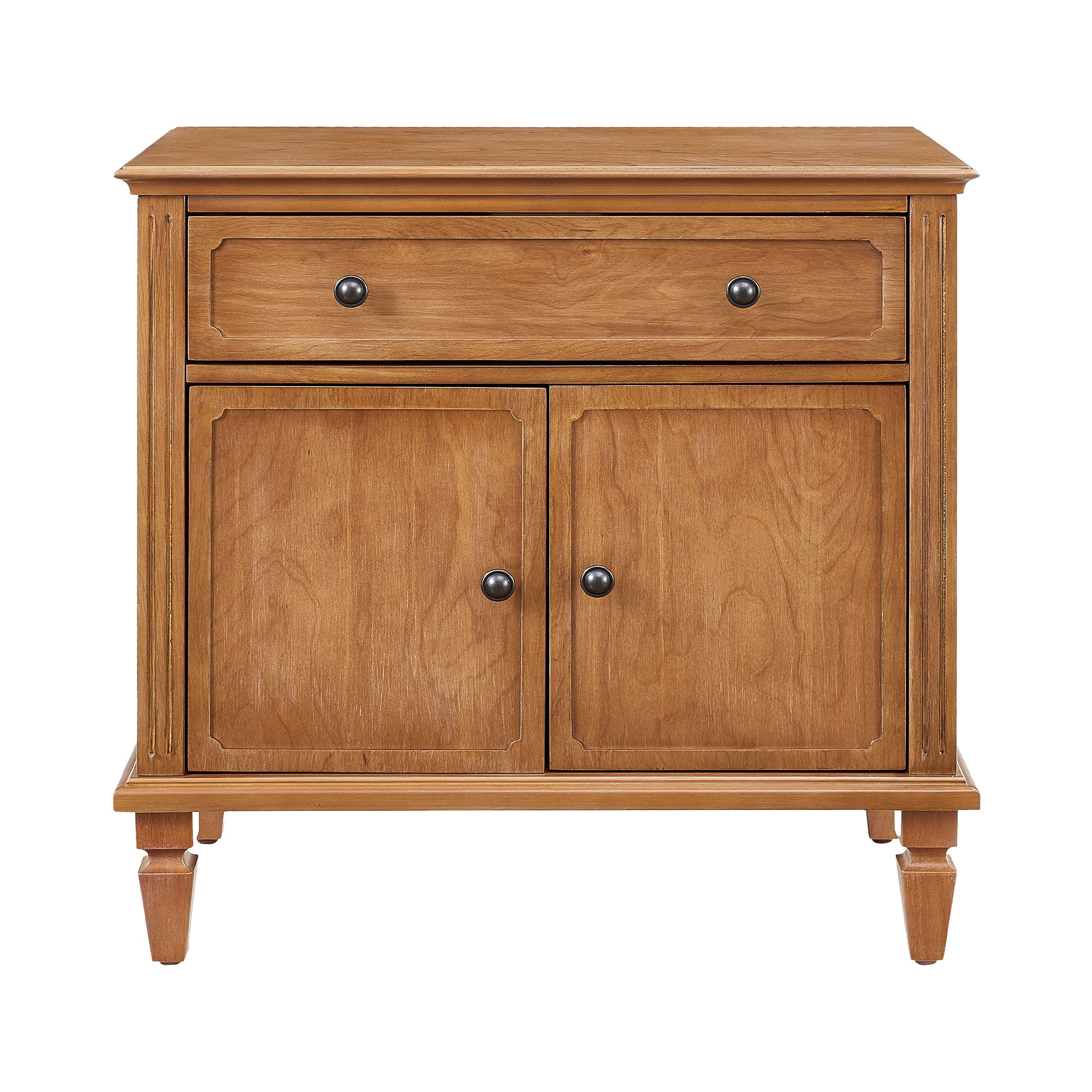 Farmhouse Nightstand with Drawer and Double-Door Cabinet